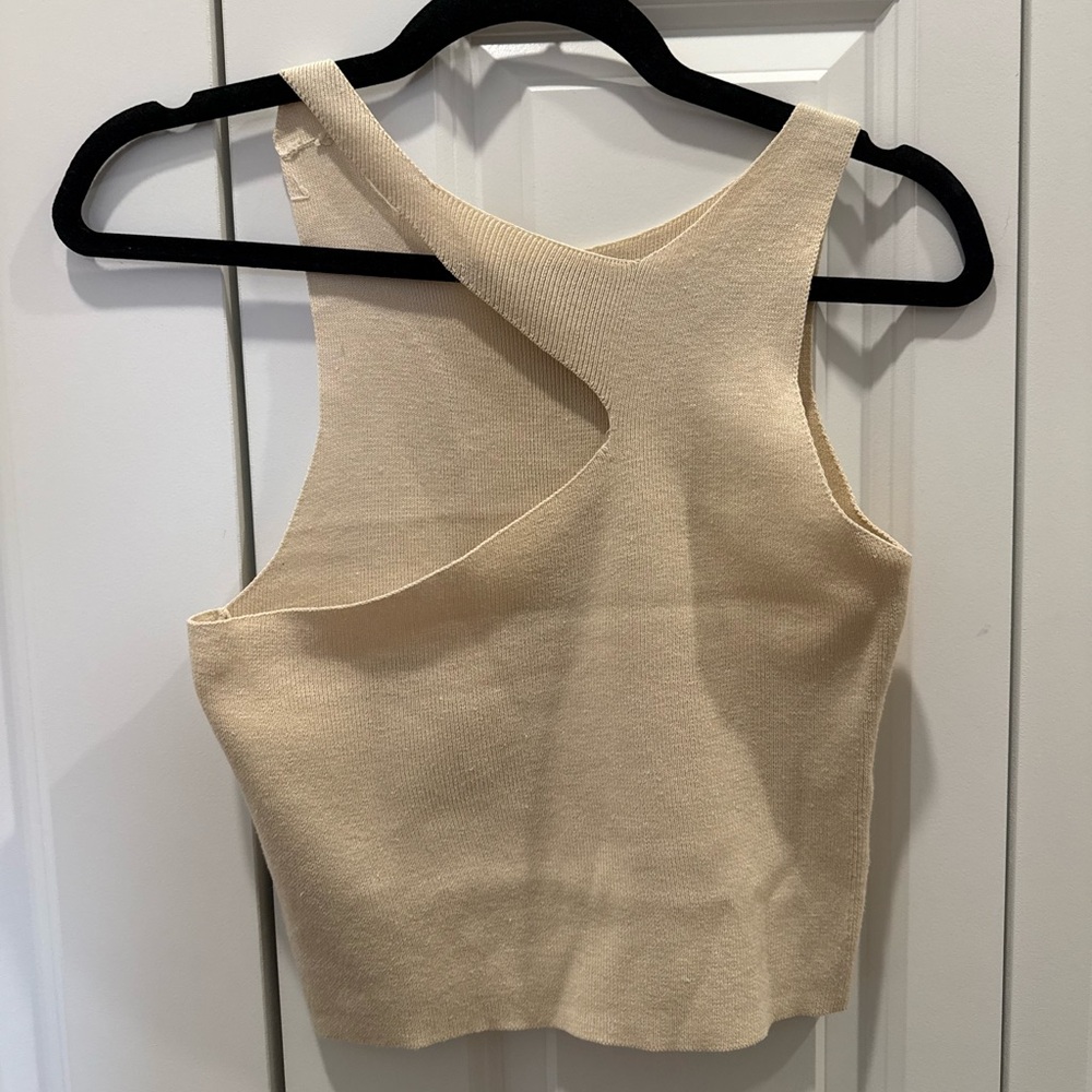 Cream Cutout Women's Crop Top